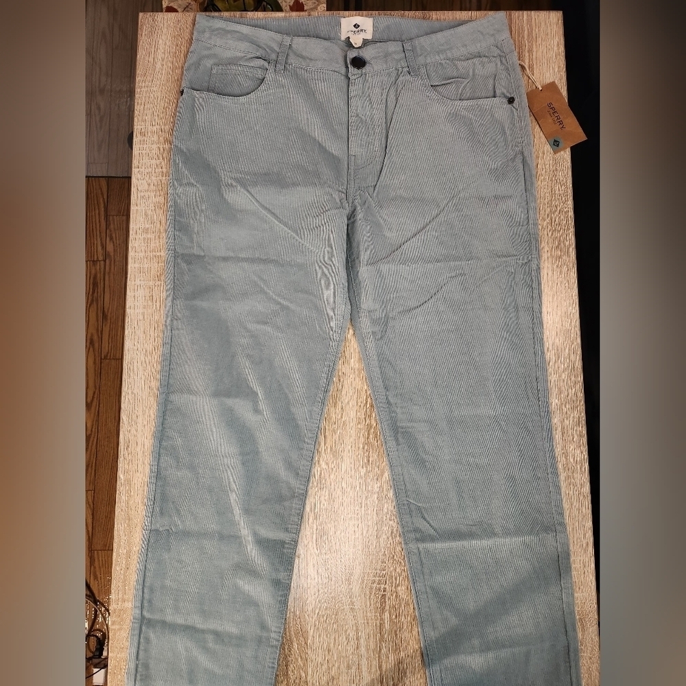 Sperry Women's 5 Pocket Microcord Corduroy Pants In Light Blue Size 28
